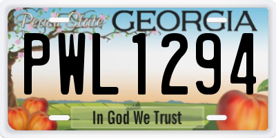 GA license plate PWL1294