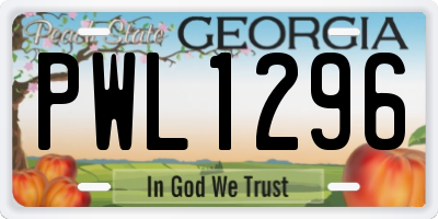 GA license plate PWL1296