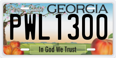 GA license plate PWL1300