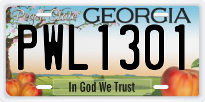 GA license plate PWL1301