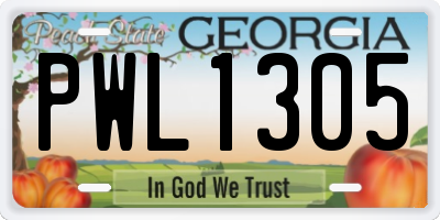GA license plate PWL1305