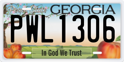 GA license plate PWL1306