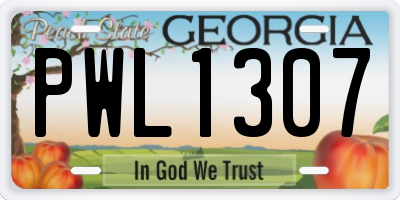 GA license plate PWL1307