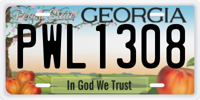 GA license plate PWL1308