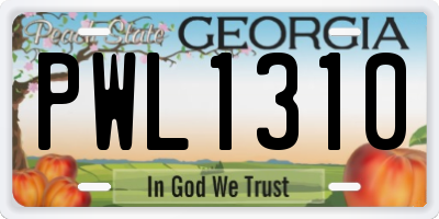 GA license plate PWL1310