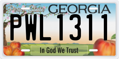 GA license plate PWL1311