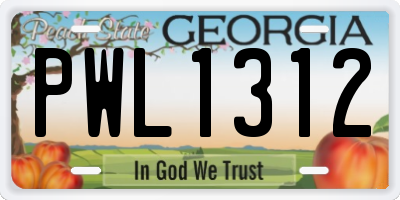 GA license plate PWL1312