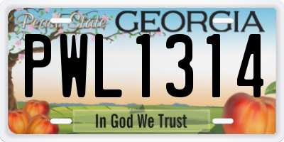 GA license plate PWL1314