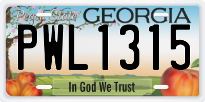 GA license plate PWL1315