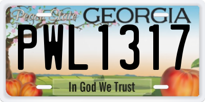 GA license plate PWL1317
