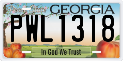 GA license plate PWL1318