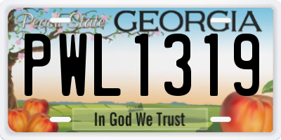 GA license plate PWL1319
