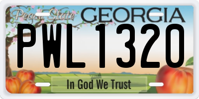GA license plate PWL1320