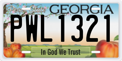 GA license plate PWL1321
