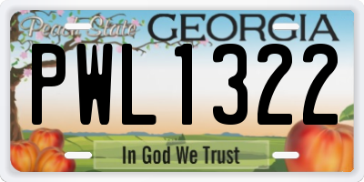 GA license plate PWL1322