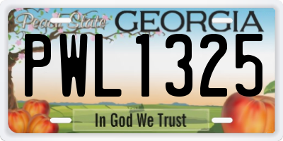 GA license plate PWL1325