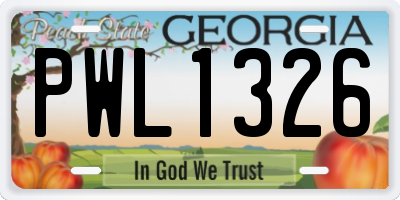 GA license plate PWL1326
