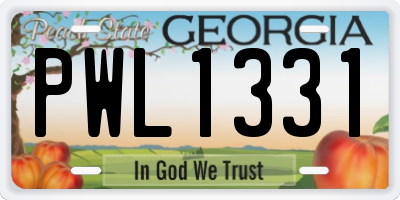 GA license plate PWL1331