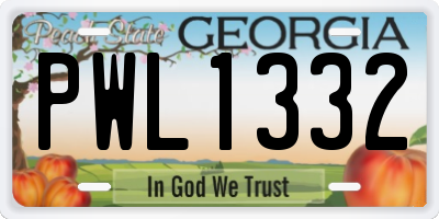 GA license plate PWL1332