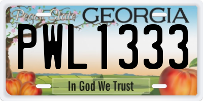 GA license plate PWL1333