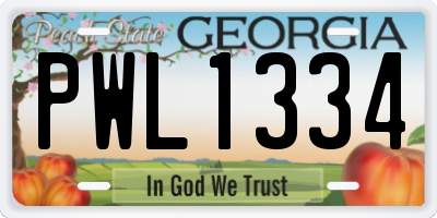 GA license plate PWL1334