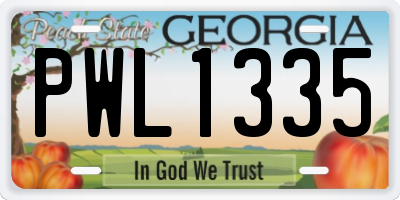 GA license plate PWL1335