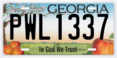 GA license plate PWL1337