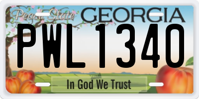 GA license plate PWL1340