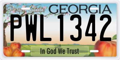 GA license plate PWL1342