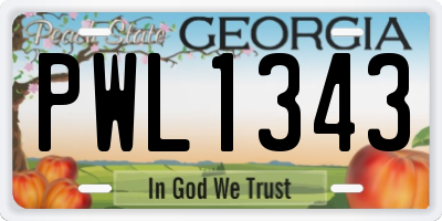 GA license plate PWL1343