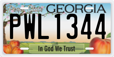 GA license plate PWL1344
