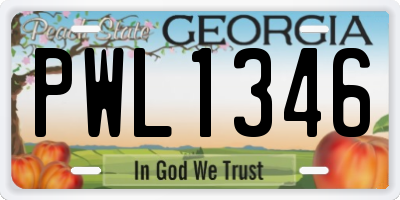 GA license plate PWL1346