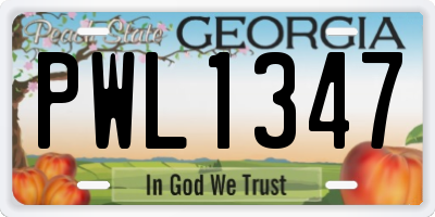 GA license plate PWL1347