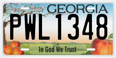 GA license plate PWL1348