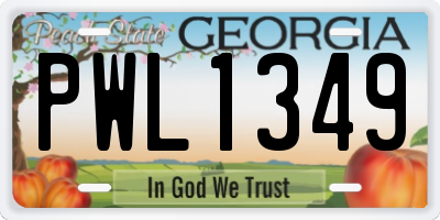 GA license plate PWL1349