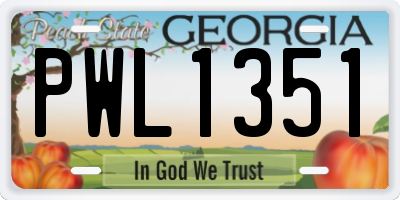 GA license plate PWL1351