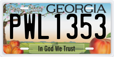 GA license plate PWL1353