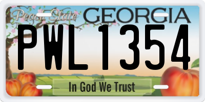 GA license plate PWL1354