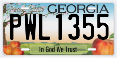 GA license plate PWL1355