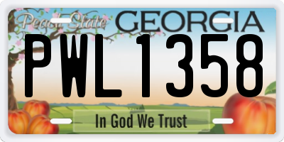 GA license plate PWL1358