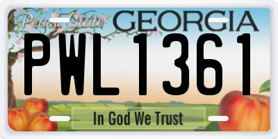 GA license plate PWL1361