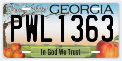 GA license plate PWL1363