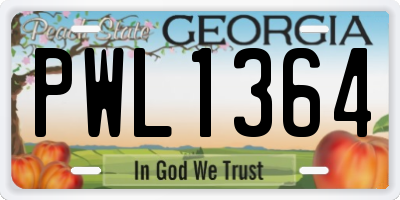 GA license plate PWL1364