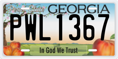 GA license plate PWL1367