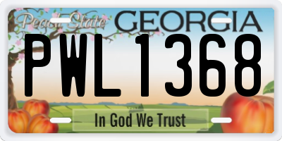GA license plate PWL1368