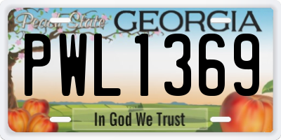 GA license plate PWL1369