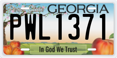 GA license plate PWL1371
