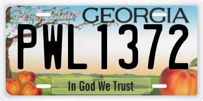 GA license plate PWL1372