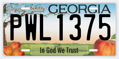 GA license plate PWL1375