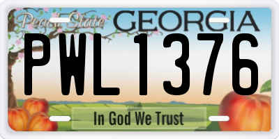 GA license plate PWL1376